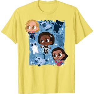 imageMarvel Studios The Marvels Super Heroes and Flerkittens Cute TShirtLemon Yellow