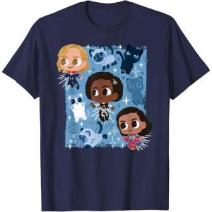 imageMarvel Studios The Marvels Super Heroes and Flerkittens Cute TShirtNavy Blue