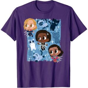 imageMarvel Studios The Marvels Super Heroes and Flerkittens Cute TShirtPurple