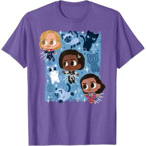 imageMarvel Studios The Marvels Super Heroes and Flerkittens Cute TShirtPurple Heather