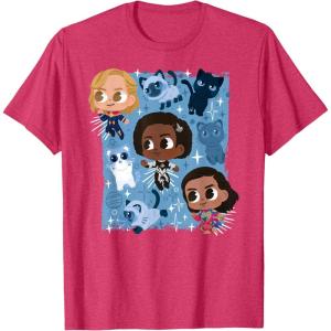 imageMarvel Studios The Marvels Super Heroes and Flerkittens Cute TShirtRed Heather