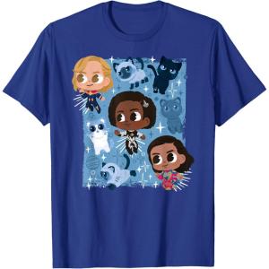 imageMarvel Studios The Marvels Super Heroes and Flerkittens Cute TShirtRoyal Blue