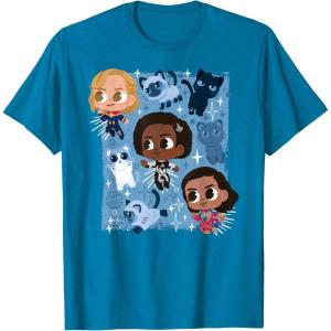 imageMarvel Studios The Marvels Super Heroes and Flerkittens Cute TShirtSapphire Blue