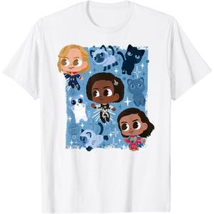 imageMarvel Studios The Marvels Super Heroes and Flerkittens Cute TShirtWhite