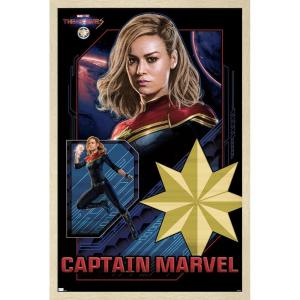 imageTrends International Marvel The Marvels  Captain Marvel Wall Poster 34L x 224W Premium Unframed VersionBlonde Framed Version