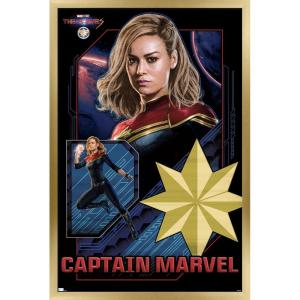 imageTrends International Marvel The Marvels  Captain Marvel Wall Poster 34L x 224W Premium Unframed VersionGold Framed Version