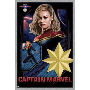 imageTrends International Marvel The Marvels  Captain Marvel Wall Poster 34L x 224W Premium Unframed VersionGray Framed Version