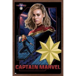 imageTrends International Marvel The Marvels  Captain Marvel Wall Poster 34L x 224W Premium Unframed VersionMahogany Framed Version