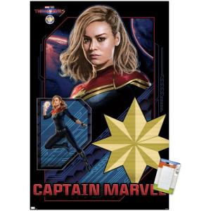 imageTrends International Marvel The Marvels  Captain Marvel Wall Poster 34L x 224W Premium Unframed VersionPremium Poster  Mount Bundle