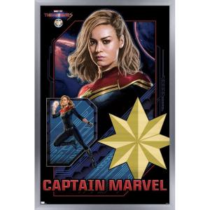 imageTrends International Marvel The Marvels  Captain Marvel Wall Poster 34L x 224W Premium Unframed VersionSilver Framed Version