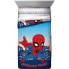 imageJay Franco Marvel Avengers Fighting Team 5 Piece Queen Bed Set  Includes Reversible Comforter ampamp Sheet Set Bedding  Super Soft Fade Resistant Microfiber Official Marvel ProductBlue  Spiderman