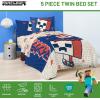 imageJay Franco Marvel Avengers Twin Size Comforter Set  5 Piece Bedding Includes Sheet Set ampamp Pillow Covers  Super Soft Cozy Bedding with Captain America Hulk Iron Man and ThorBlue  Minecraft 01