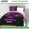 imageJay Franco Marvel Avengers Twin Size Comforter Set  5 Piece Bedding Includes Sheet Set ampamp Pillow Covers  Super Soft Cozy Bedding with Captain America Hulk Iron Man and ThorBlack  Minecraft