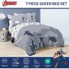 imageJay Franco Marvel Avengers Twin Size Comforter Set  5 Piece Bedding Includes Sheet Set ampamp Pillow Covers  Super Soft Cozy Bedding with Captain America Hulk Iron Man and ThorBlue  Avengers 01