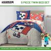 imageJay Franco Marvel Avengers Twin Size Comforter Set  5 Piece Bedding Includes Sheet Set ampamp Pillow Covers  Super Soft Cozy Bedding with Captain America Hulk Iron Man and ThorBlue  Minecraft 01