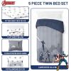 imageJay Franco Marvel Avengers Twin Size Comforter Set  5 Piece Bedding Includes Sheet Set ampamp Pillow Covers  Super Soft Cozy Bedding with Captain America Hulk Iron Man and ThorBlue  Avengers 01