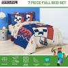 imageJay Franco Marvel Avengers Twin Size Comforter Set  5 Piece Bedding Includes Sheet Set ampamp Pillow Covers  Super Soft Cozy Bedding with Captain America Hulk Iron Man and ThorBlue  Minecraft 01