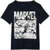 imageMarvel Avengers Retro Black and White Comic Graphic Short Sleeve TShirtBlack