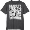 imageMarvel Avengers Retro Black and White Comic Graphic Short Sleeve TShirtDark Heather Grey