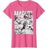 imageMarvel Avengers Retro Black and White Comic Graphic Short Sleeve TShirtPink Heather