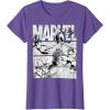 imageMarvel Avengers Retro Black and White Comic Graphic Short Sleeve TShirtPurple Heather