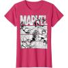 imageMarvel Avengers Retro Black and White Comic Graphic Short Sleeve TShirtRed Heather