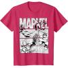 imageMarvel Avengers Retro Black and White Comic Graphic Short Sleeve TShirtRed Heather