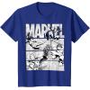imageMarvel Avengers Retro Black and White Comic Graphic Short Sleeve TShirtRoyal Blue