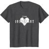 imageMarvel Iron Heart Metallic White HeartShaped Logo TShirtDark Heather Grey