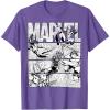 imageMarvel Avengers Retro Black and White Comic Graphic Short Sleeve TShirtPurple Heather