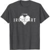imageMarvel Iron Heart Metallic White HeartShaped Logo TShirtDark Heather Grey