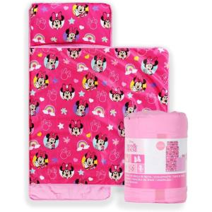 imageJay Franco Kids Nap Mat with Embedded Pillow ampamp Blanket  Soft 46quotx20quot Microfiber Sleeping Bag with Name Tag ampamp Handle for School Travel Sleepover Blue  Marvel ComicsPink  Minnie Mouse