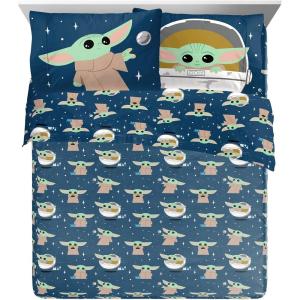 imageJay Franco Kids Sheet Set with Fitted Flat Sheets ampamp Pillow Cover  UltraSoft Bedding with Pillowcase for Room Decor White  Avengers 4 Piece QueenBlue  Mandalorian