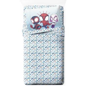 imageJay Franco Kids Sheet Set with Fitted Flat Sheets ampamp Pillow Cover  UltraSoft Bedding with Pillowcase for Room Decor White  Avengers 4 Piece QueenMulti  Spidey  Friends