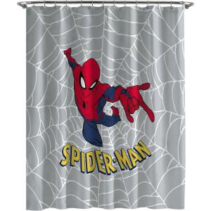 imageJay Franco Marvel Avengers Assembled Shower Curtain ampamp Easy Care Fabric Kids Bath Curtain Official Marvel ProductGrey  Spiderman