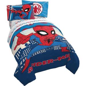 imageJay Franco Marvel Avengers Fighting Team 5 Piece Queen Bed Set  Includes Reversible Comforter ampamp Sheet Set Bedding  Super Soft Fade Resistant Microfiber Official Marvel ProductBlue  Spiderman