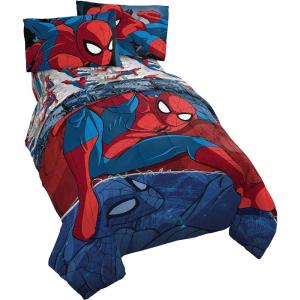 imageJay Franco Marvel Avengers Fighting Team 5 Piece Queen Bed Set  Includes Reversible Comforter ampamp Sheet Set Bedding  Super Soft Fade Resistant Microfiber Official Marvel ProductMulti  Spiderman