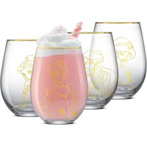 imageJoyJolt Marvel Heroes Stemless Drinking Glasses 19oz Superhero Cups ft Hulk Captain America Spiderman and Iron Man Avengers Glassware Set of 4 Marvel Gifts for Men and WomenDisney Princess