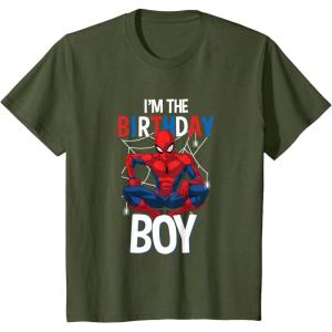 imageKids Marvel Comics SpiderMan Classic Im The Birthday Boy TShirtOlive Green