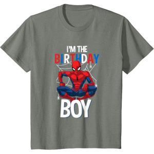 imageKids Marvel Comics SpiderMan Classic Im The Birthday Boy TShirtOlive Heather