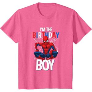 imageKids Marvel Comics SpiderMan Classic Im The Birthday Boy TShirtPink Heather