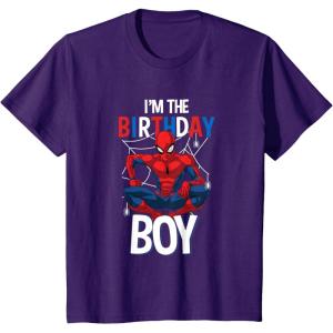 imageKids Marvel Comics SpiderMan Classic Im The Birthday Boy TShirtPurple