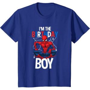 imageKids Marvel Comics SpiderMan Classic Im The Birthday Boy TShirtRoyal Blue