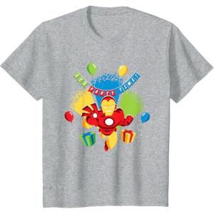 imageKids Marvel Iron Man Its Party Time Birthday TShirtHeather Grey