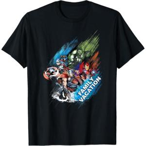 imageMarvel Avengers Family Vacation Trip Travel Sketch Art TShirtBlack