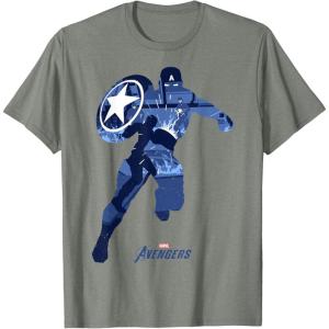 imageMarvel Avengers Game Captain America Silhouette Fill TShirtOlive Heather