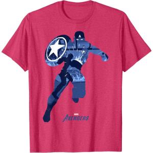 imageMarvel Avengers Game Captain America Silhouette Fill TShirtRed Heather