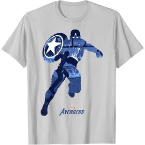 imageMarvel Avengers Game Captain America Silhouette Fill TShirtSilver Grey