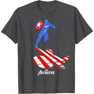 imageMarvel Avengers Game Captain America Silhouette TShirtDark Heather Grey