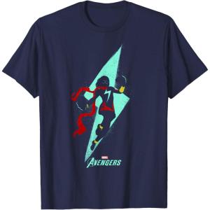 imageMarvel Avengers Game Ms Marvel Lightning Bolt Silhouette TShirtNavy Blue